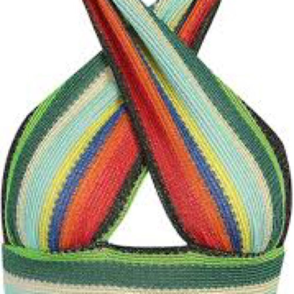 Multi Stripe Crochet Halter Crop Top Rainbow Festival Beach Summer Size Medium - Picture 5 of 6